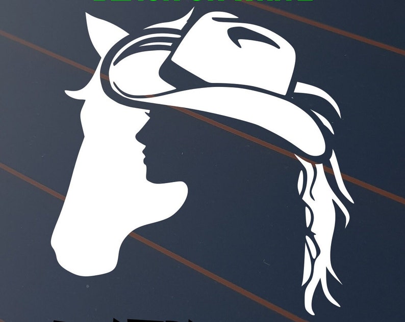Autocollant Vitre "Cowgirl" - Lettres Blanches Sans Fond - Couleurs Disponibles - Neuf
