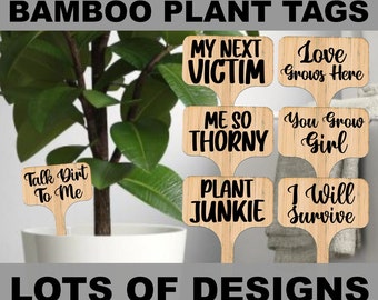 Funny Plant Labels Puns Quotes Pot Planter Bamboo Garden Stakes Herb Tags Plant Gift Gardening Markers Flower Indoor Outdoor Plant Pun Signs