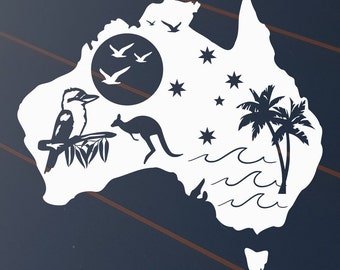 Australia Sticker Car Decal Vinyl Aussie Outback Country Caravan Window Van Camper UHF Trip Ute 4x4 Adventure Camping Kangaroo Kookaburra
