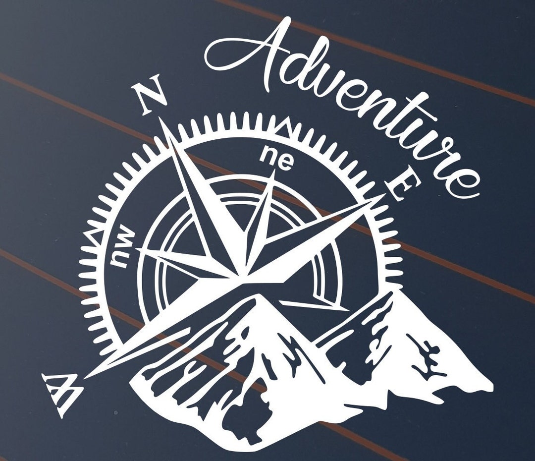 Adventure Compass Sticker Car Decal Vinyl Window Caravan Mountains ...