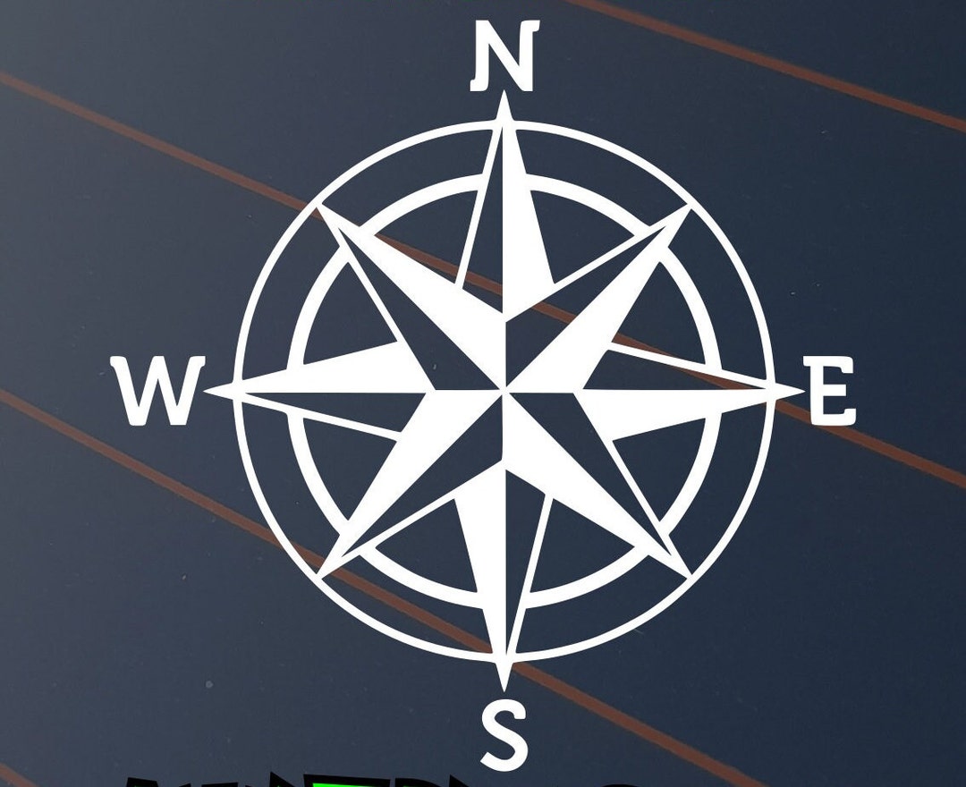Compass Sticker Car Decal Window Caravan Adventure Awaits Mountains ...