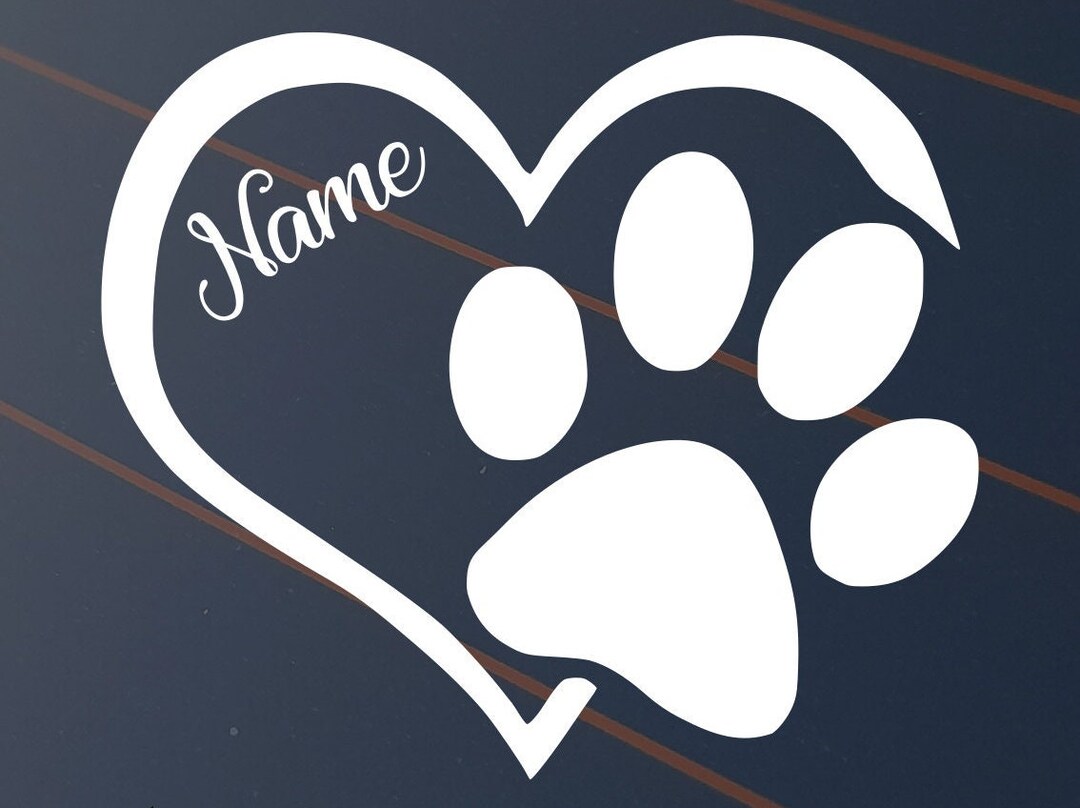 Dog Name Sticker Design Custom Dog Name Vinyl Decal Sticker Car Caravan Boat Window Dog Paw ...