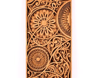 3D Mandala "Amaterasu" – Multi-layered wooden wall art, laser-cut wall decoration