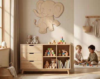 Wooden Elephant Wall Decor for Children's Room – Sustainable Children's Room Decor made from 6 mm Beech Plywood – Handmade & Natural