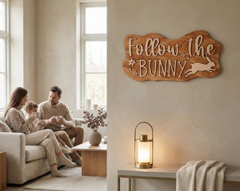 Follow the Bunny, Easter decorations, spring decorations, spring, wall art, Easter, Spring