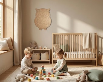 Wooden owl wall decoration for the children's room – Sustainable children's room decor made from 6 mm beech plywood – Handmade & natural