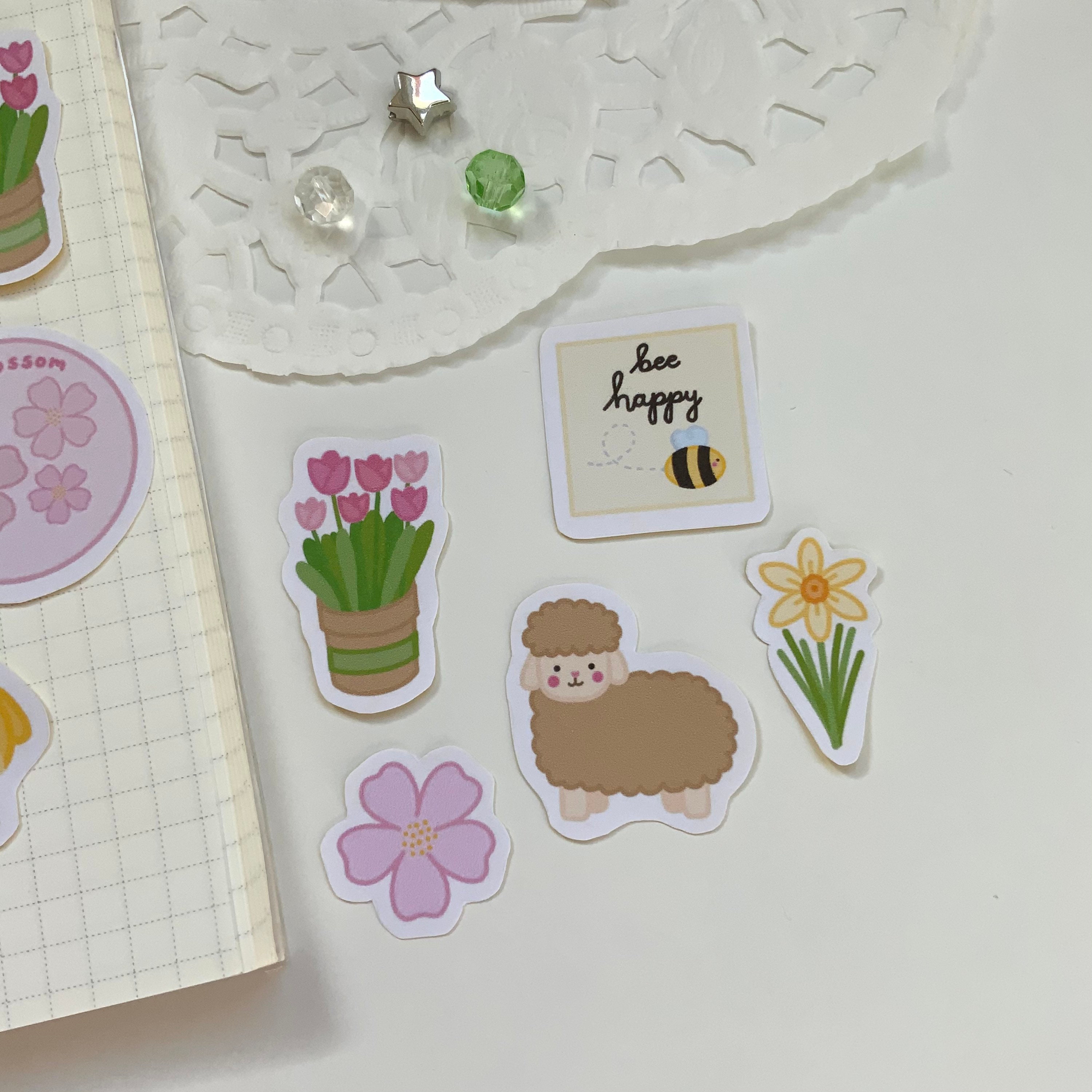 Spring die cut stickers spring stickers Easter stickers | Etsy