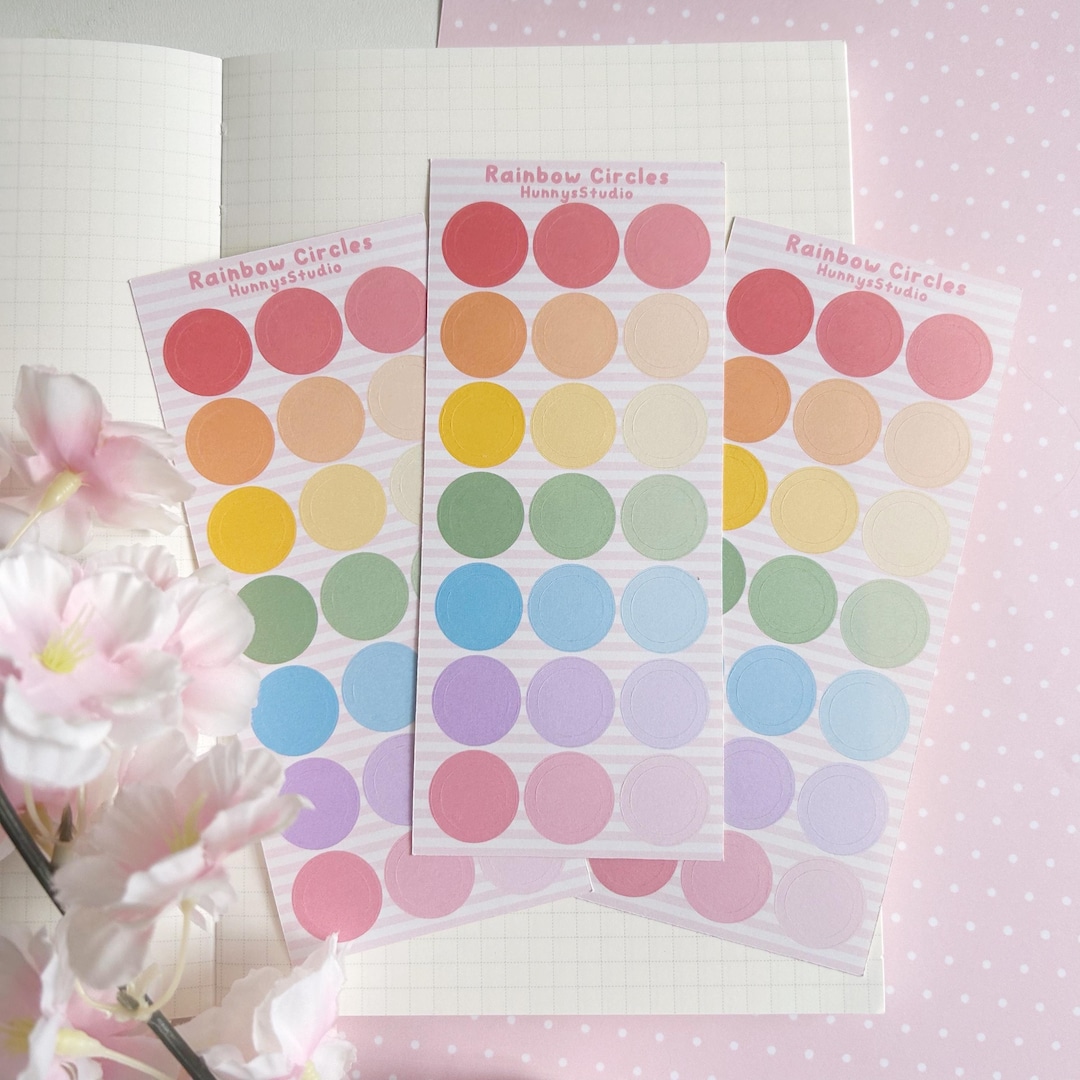 Rainbow Circles Sticker Sheet | Pastel Circle Deco Sticker Sheet, Kpop ...
