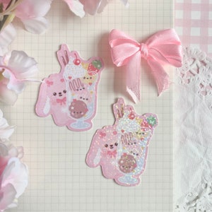 Adesivo holográfico de vinil recortado para sorvete | Adesivo grande de decoração fofa para lanches e sobremesas japonesas, adesivo recortado kawaii HunnysStudio