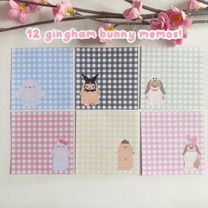 Carta per appunti a quadretti con coniglietti kawaii / post-it per journaling in stile coreano, lista delle cose da fare, forniture per bullet journal e scrapbooking