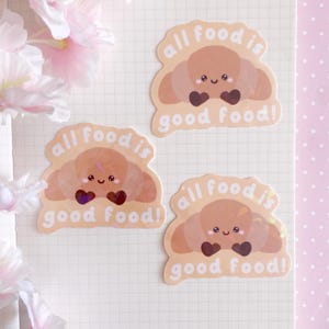 Croissant holografische Aufkleber | Mentale Gesundheit Zitat Motivation EssStörung Erholung ED Jellycat kawaii großes Vinyl holo
