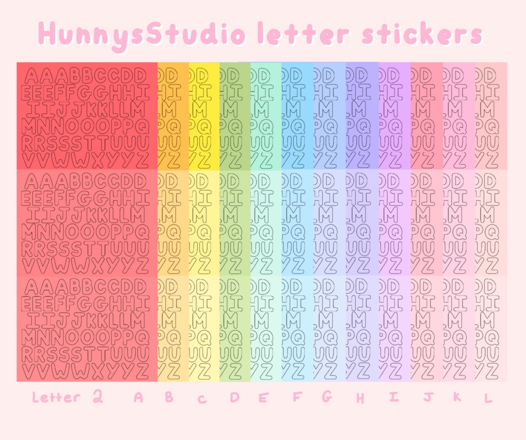 Letter 2 Sticker Sheet Capital Alphabet Letter Sticker Sheet, Pastel