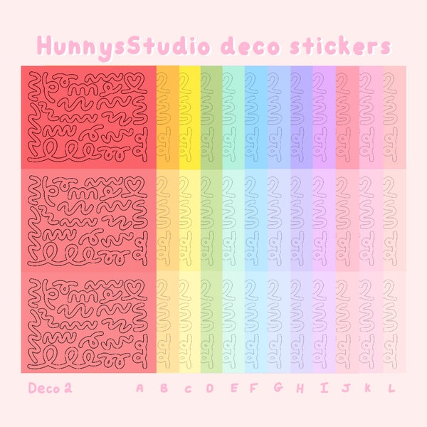 Deco 2 confetti sticker sheet | pastel rainbow confetti swirl ribbon deco stickers, journal polco toploader scrapbook penpal sticker sheets