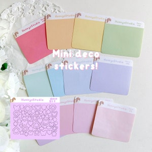 HunnysStudio deco 1 mini sticker sheet samples for Korean kpop photocard toploaders, journal, planner, scrapbook, craft stationery