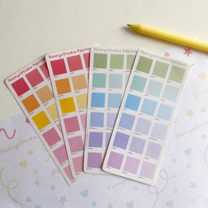 Arkusze naklejek Pantone | ciepły i chłodny tęczowy zestaw naklejek Pantone pastelowy kawaii japoński koreański polco toploader deco naklejki duma sztuka