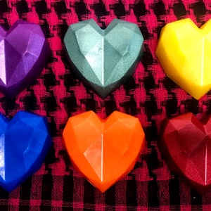 Handmade Tutti Frutti Rainbow Pride Level Up Love Hearts, set of 6 300g