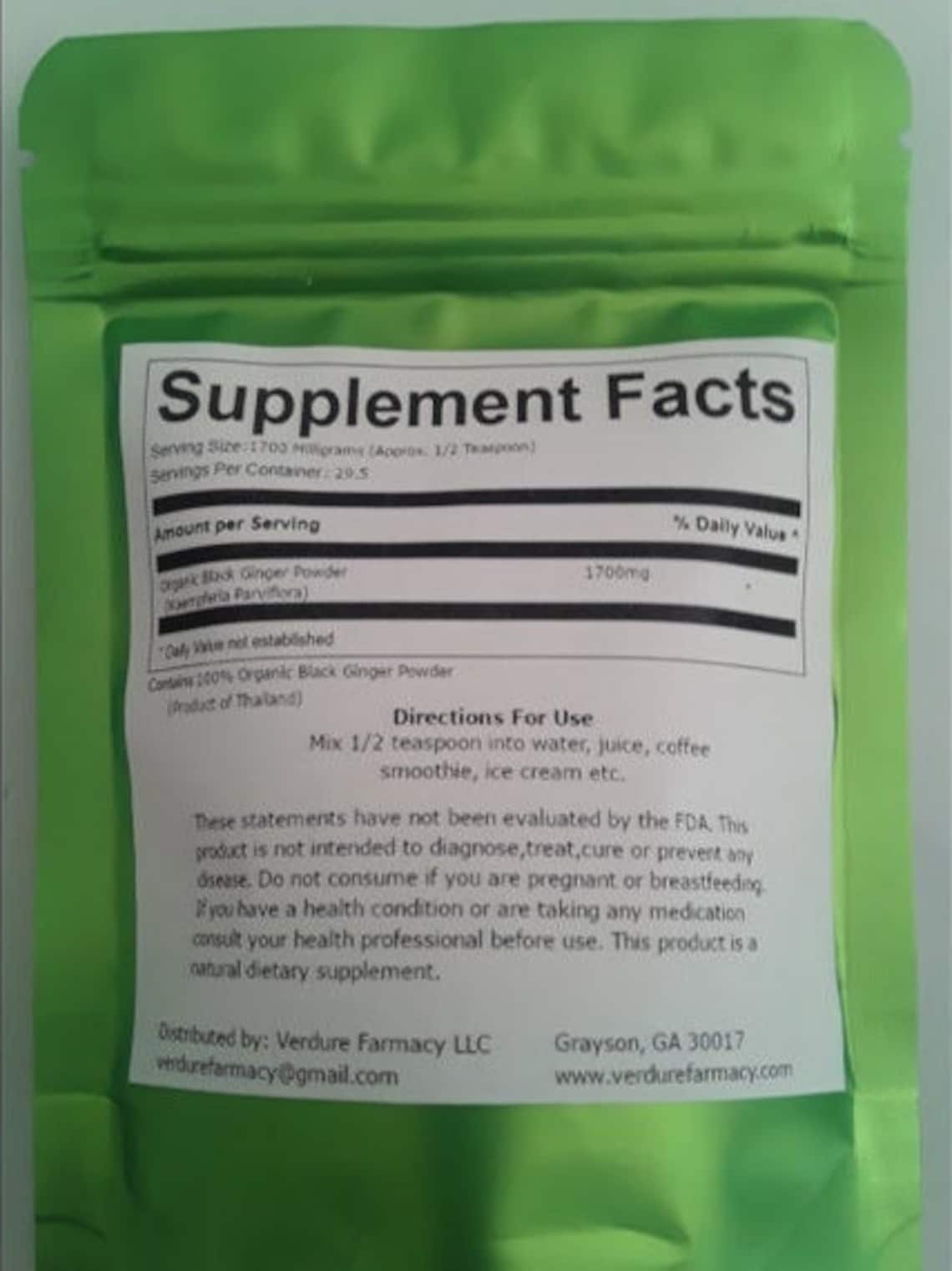 Black Ginger Root Powder Kaempferia Parviflora 50 Grams Etsy Canada