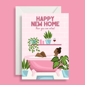Nouvelle maison maintenant vous pouvez vous détendre, nouvelle carte de maison, carte de nouvelle maison heureuse, carte de plante de maison, salutations de nouvelle maison, carte de déménagement, maison douce maison