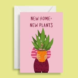 Carte de nouvelles plantes de nouvelle maison, carte de nouvelle maison, carte de nouvelle maison heureuse, carte de plante de maison, salutations de nouvelle maison, carte de déménagement, carte de maison douce