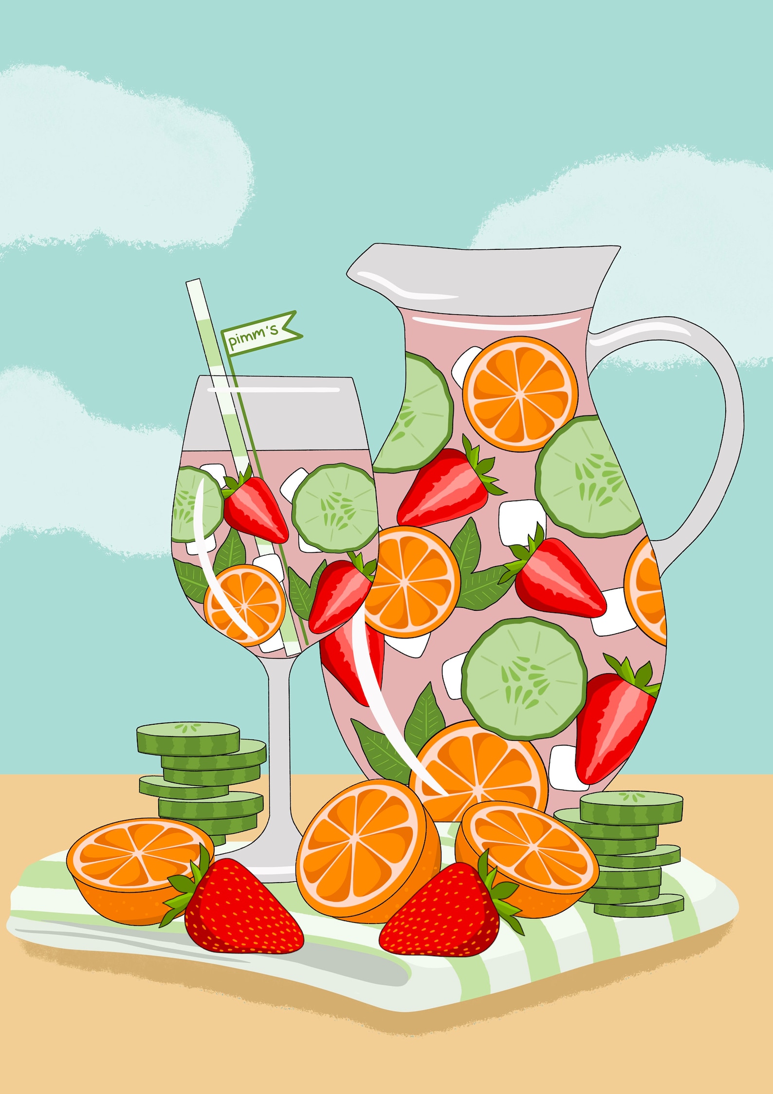 Pimm's Cocktail Print Citrus Fruit Print Botanical Etsy UK