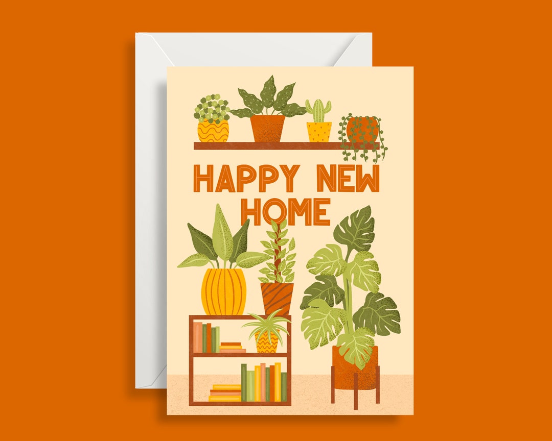 New Home Card, Happy New Home Card, House Plant Card, New Home New
