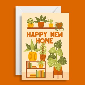 Carte de nouvelle maison, carte de nouvelle maison heureuse, carte de plante de maison, carte de nouvelles plantes de nouvelle maison, salutations de nouvelle maison, carte de déménagement, carte de maison douce