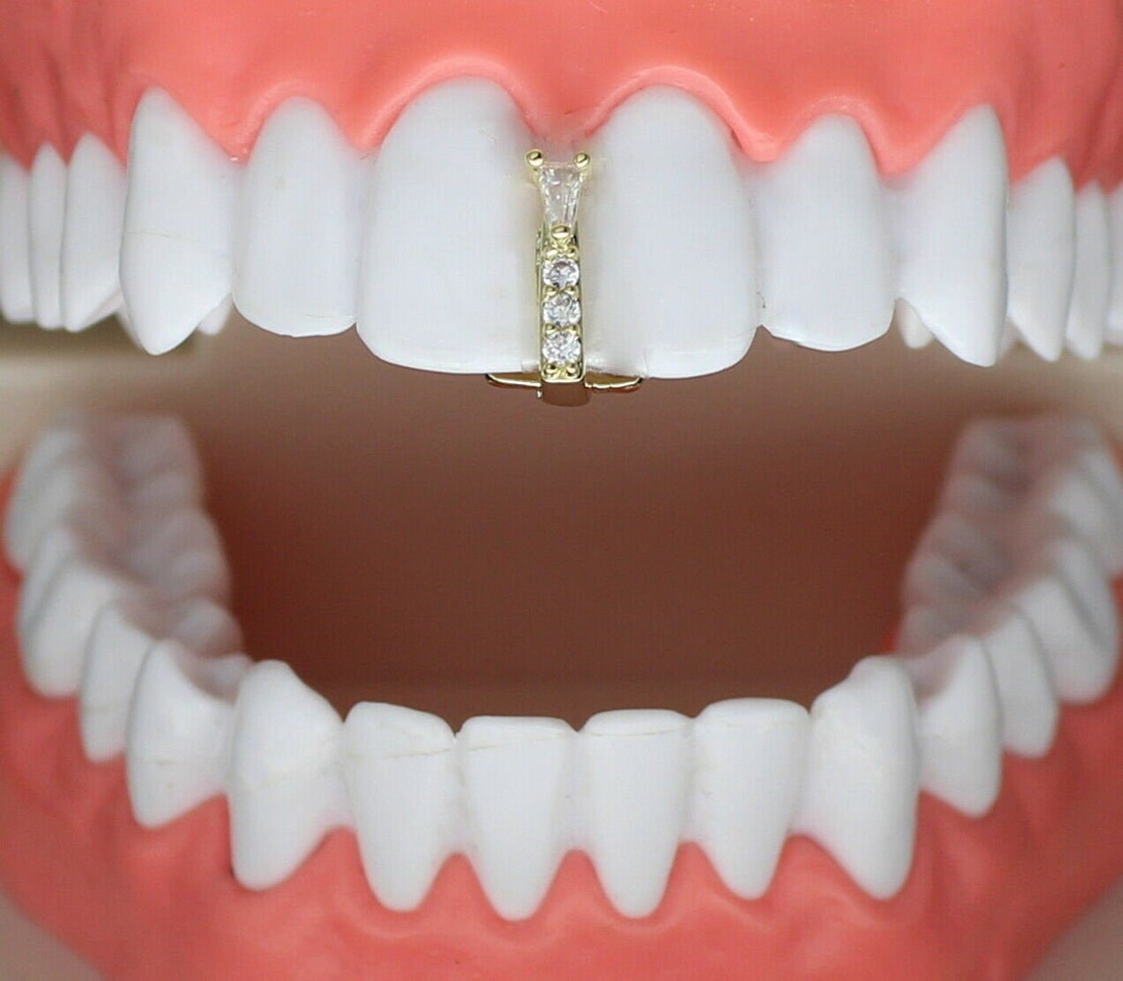 Handmade Cz Thin Gap Grillz HipHop 14k Gold Plated Teeth Upper Etsy