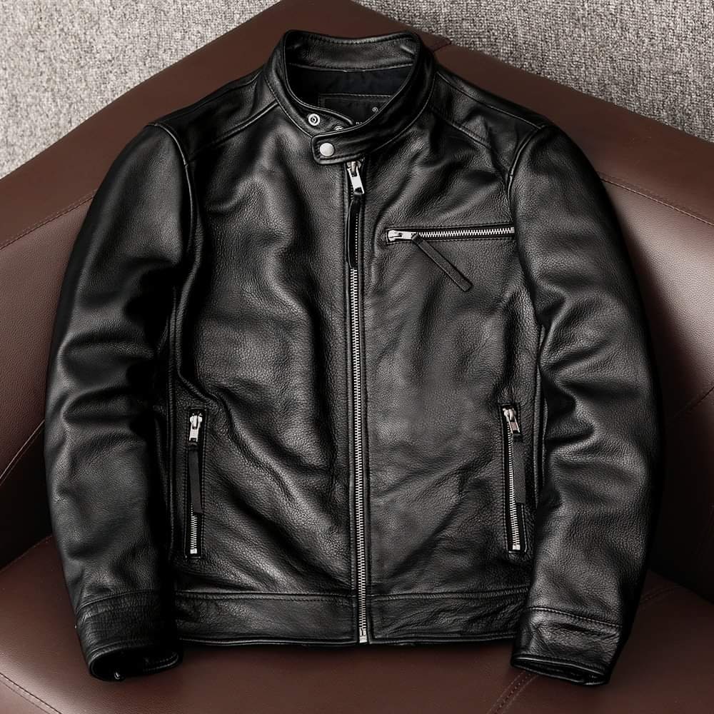 Black Handmade Biker Leather Jacket for Men Men's Slim - Etsy