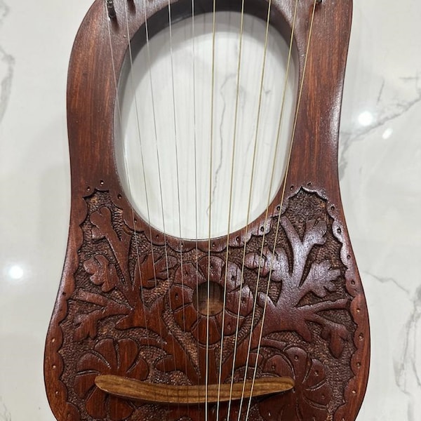 Rosewood Lyre Harp 10 Metal Strings | Rosewood Lyre Harp Flower Design 10 Strings