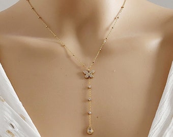 Small Butterfly Y-Necklace