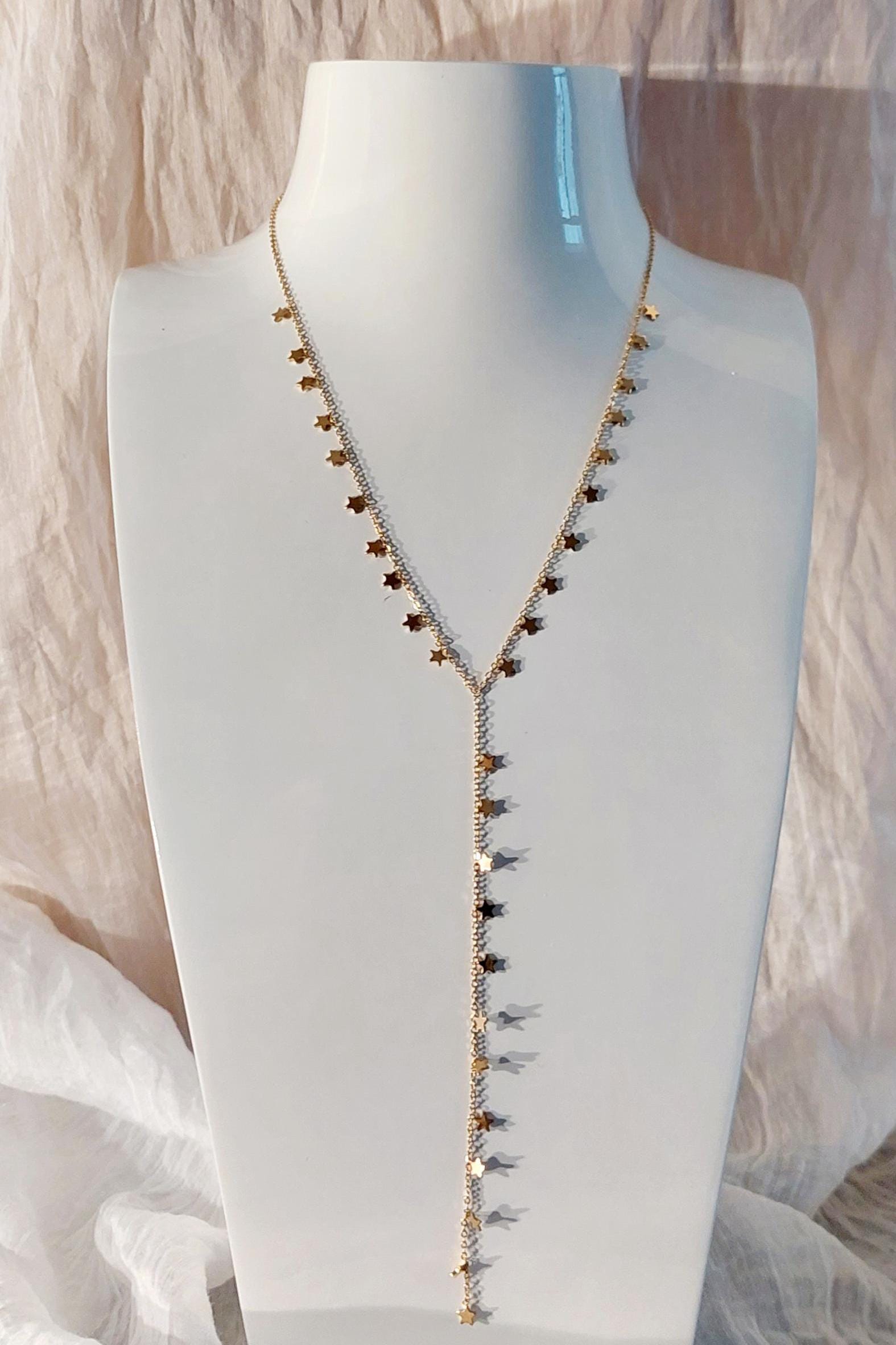Gold-plated Steel Y Necklace With Small Stars - Etsy
