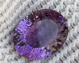 Natural Amethyst Concave Cut Oval Shape, 32 Carats AAA Quality Sparking Purple Color Gemstone