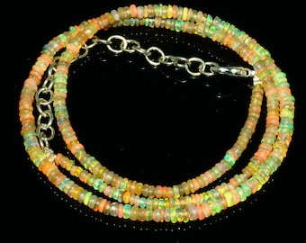 Ethiopian Opal Beaded Necklace | Genuine Rondelle Gemstone