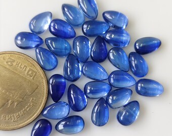 Natural Blue kyanite Cabochon - 5x8mm Pear Shape Wholesale Lot, AAA Quality Gemstones