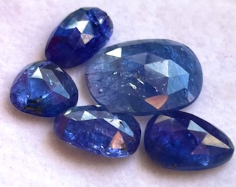 Natural Tanzanite Faceted Rose Cut Gemstone 5 Pieces Set, 11mm-19mm AAA+ Blue Tanzanite Rose cut For Jewelry making