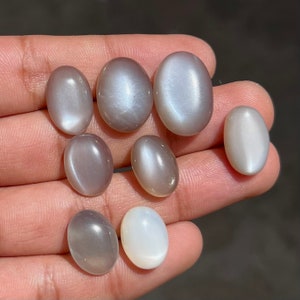 Natural Moonstone Oval Cabochon gemstone, 7pieces Set 15mm-21mm, AAA quality moonstone cateye Cabochon for jewelry making