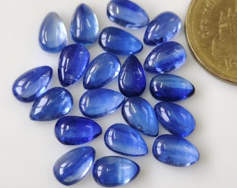 Natural Blue kyanite Cabochon - 5x8mm Pear Shape 20 Pieces Lot, AAA Quality Gemstones