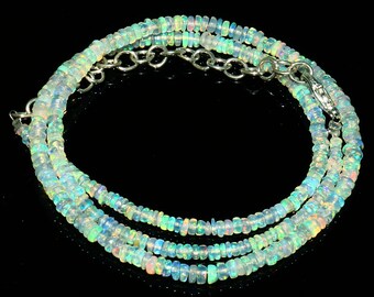 Ethiopian Welo Opal Beaded Necklace | Multi-Color Rondelle Gemstone