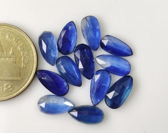 Natural Blue Kyanite Gemstones 10×5MM – Rose Cut Pear Shape, AAA Grade, 10 Pieces