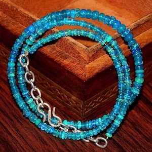 MASTERPIECE! Ethiopian Paraiba Opal Beaded Necklace | AAA Welo Opal Rondelle Necklace | October Birthstone Jewelry