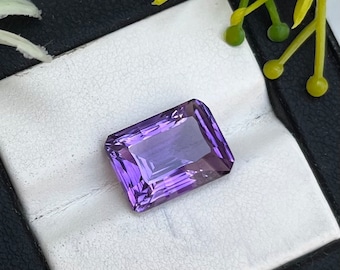 Natural Amethyst Concave Cut Octagon Shape, 6 Carats AAA Quality Sparking Purple Color Gemstone