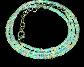 AAA-kwaliteit natuurlijke Ethiopische Welo vuuropaal edelsteen gladde rondelle kralenketting, Ethiopische Welo vuuropaal, kralenketting 18 inch