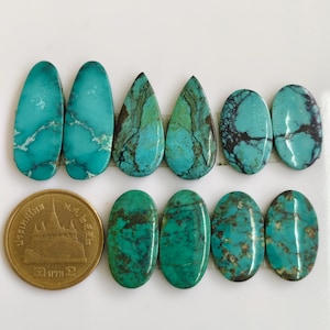 Natuurlijke Tibetaanse turkooizen cabochons – 5 paar bijpassende edelstenen voor het maken van oorbellen en sieraden
