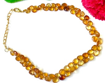 Natural Citrine Gemstone Necklace, Adjustable Energy Healing Stone