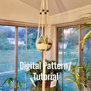 Macrame glass bubble/plant hanger pattern tutorial for beginners digital download