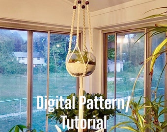 Macrame glass bubble/plant hanger pattern tutorial for beginners digital download