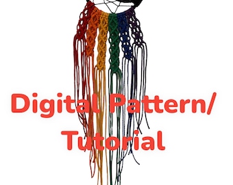 Macrame Crescent Moon Catcher Rainbow digital download pattern tutorial