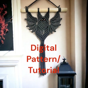 Macrame bat tutorial pattern digital download, whimsigoth, witchy, diy, learn macrame