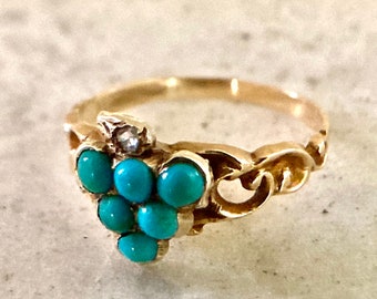 Early Victorian Turquoise "Grape Bunch" Ring