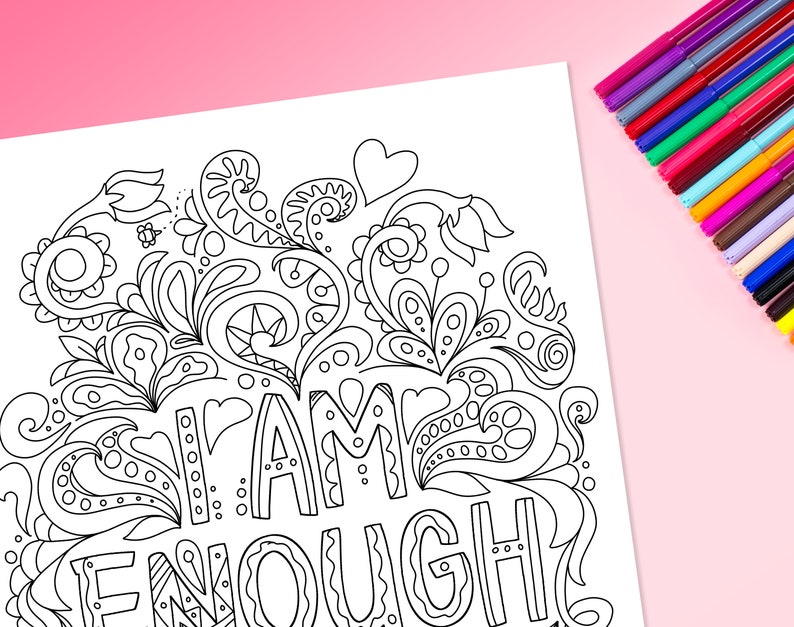 I Am Enough Coloring Page Adult Coloring Page Digital - Etsy Hong Kong